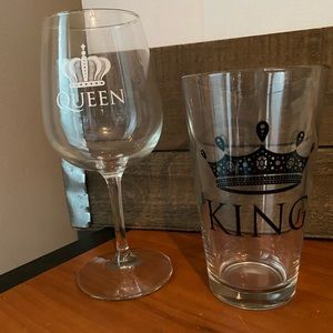 Never Used Novelty drinking glasses wine for her and beer for him